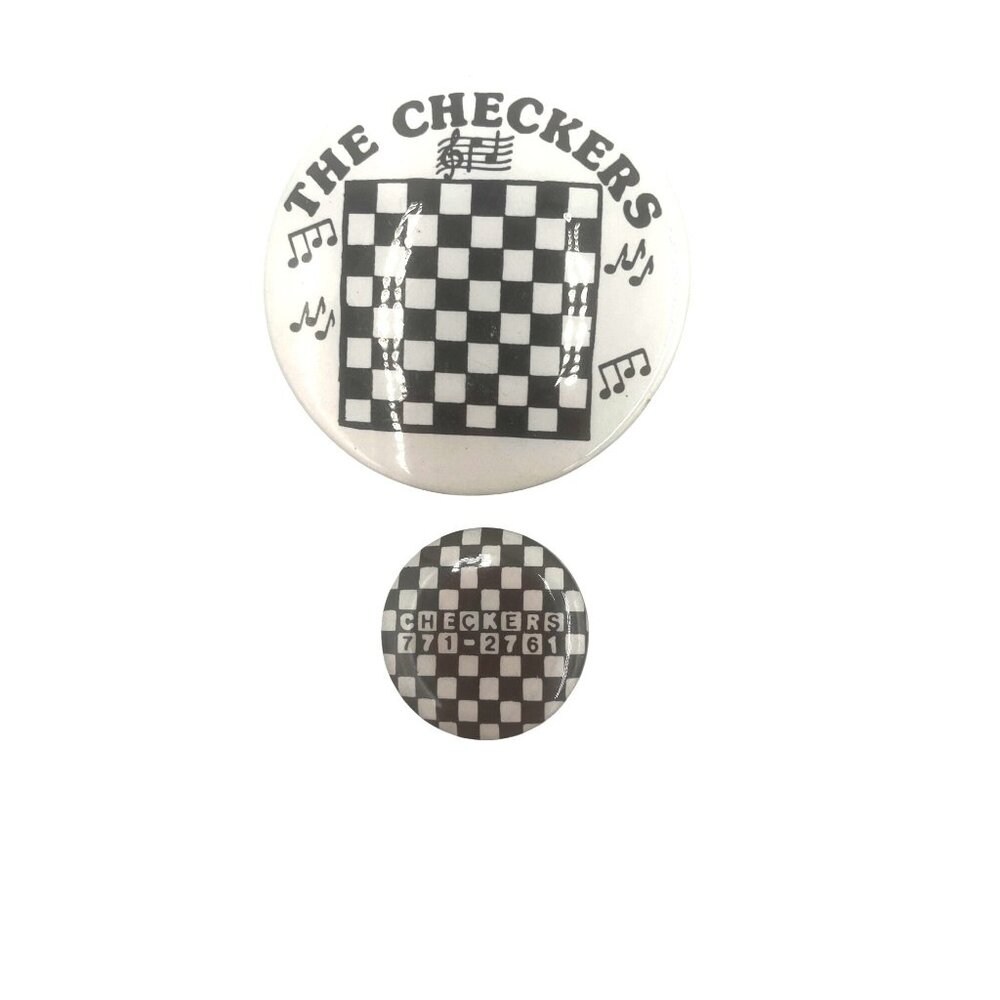 The Checkers Black & White Button Pin Set  2-Pack Collectible Memorabilia  Retro